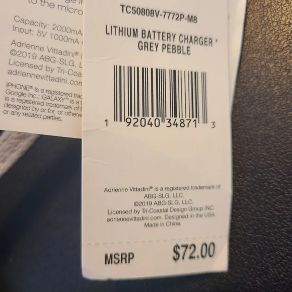 Adrienne Vittadini Studio Phone Charging RFID Wallet Crossbody Grey w/Cord Z NWT - Picture 9 of 11